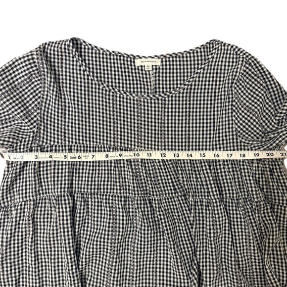 Max Studio Gingham Black and White Blouse Size Large – Tiered, Lightweight, Boho - Picture 4 of 14